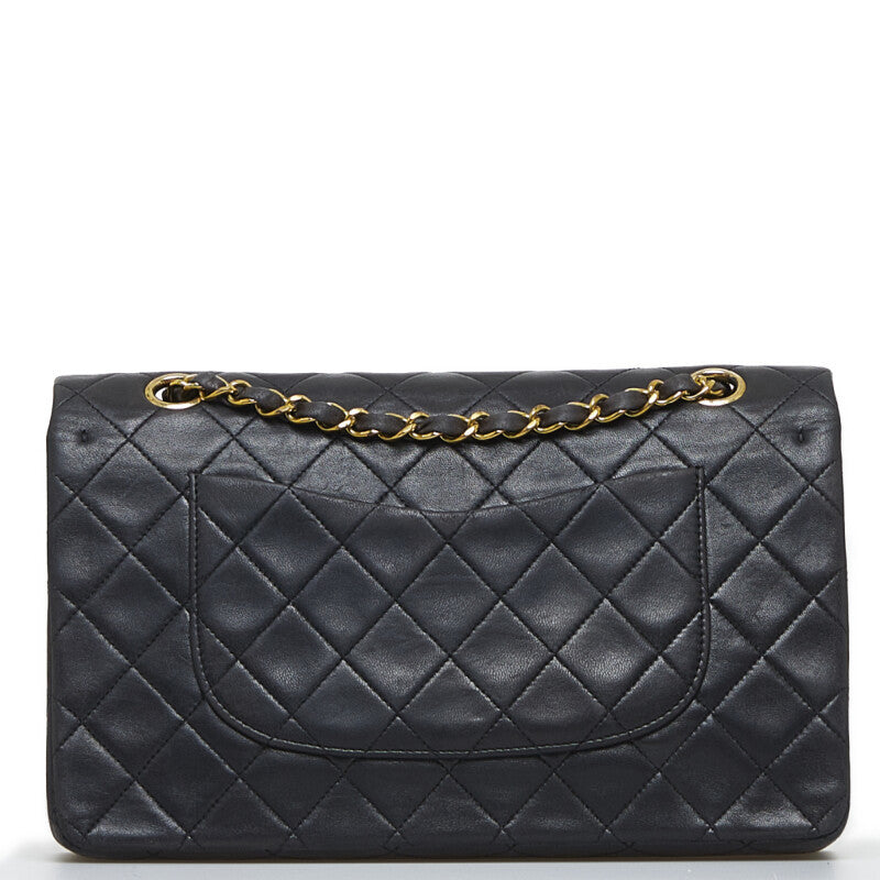 Chanel Vintage Classic Double Flap Shoulder Bag Medium Black Lambskin