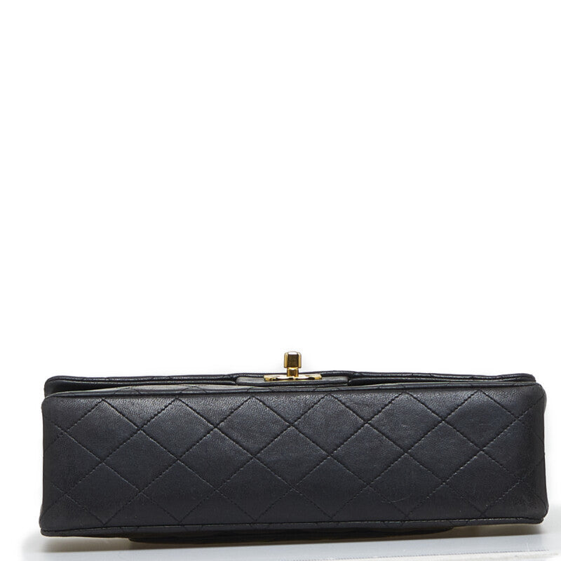 Chanel Vintage Classic Double Flap Shoulder Bag Medium Black Lambskin