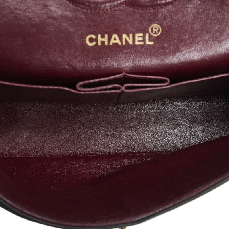 Chanel Vintage Classic Double Flap Shoulder Bag Small Black Lambskin