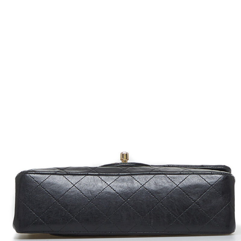 Chanel Vintage Classic Double Flap Shoulder Bag Small Black Lambskin