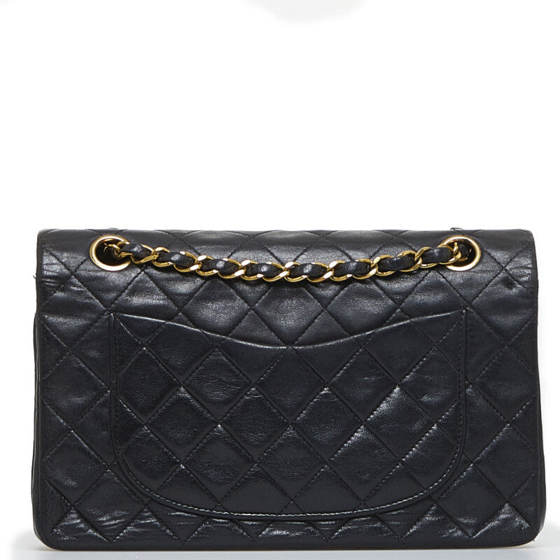 Chanel Vintage Classic Double Flap Shoulder Bag Small Black Lambskin