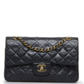 Chanel Vintage Classic Double Flap Shoulder Bag Small Black Lambskin