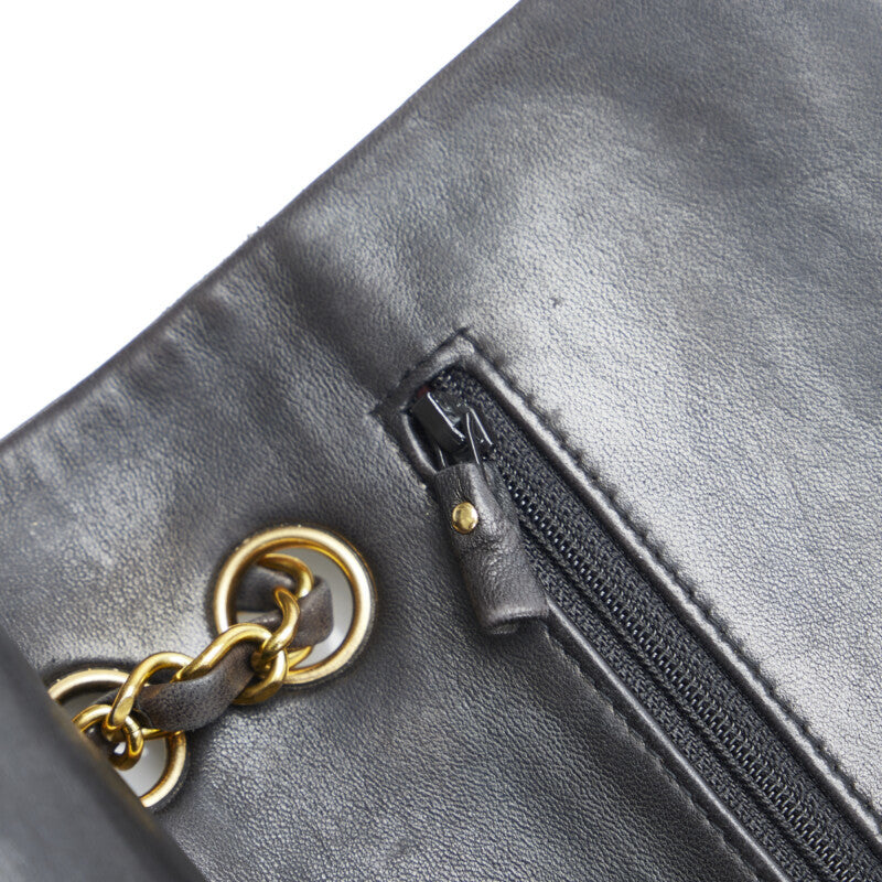 Chanel Vintage Classic Double Flap Shoulder Bag Medium Black Lambskin