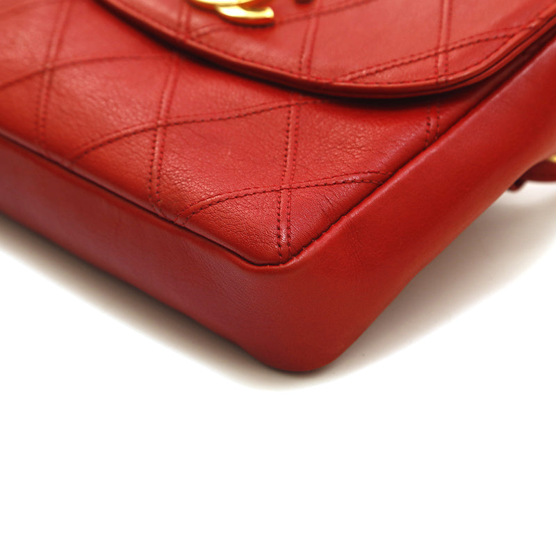 Chanel Belt Bag Bum Bag Lambskin Leather Red Vintage