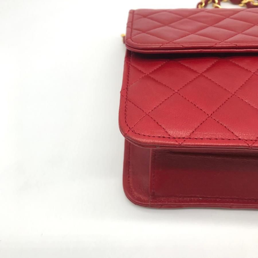 Vintage Chanel Red Quilted Lambskin Leather Flap Shoulder Bag
