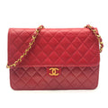 Vintage Chanel Red Quilted Lambskin Leather Flap Shoulder Bag
