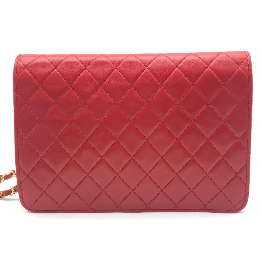 Vintage Chanel Red Quilted Lambskin Leather Flap Shoulder Bag