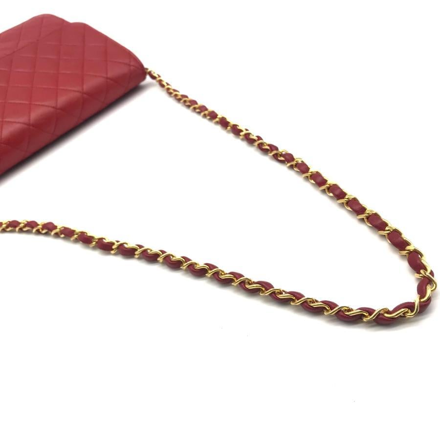 Vintage Chanel Red Quilted Lambskin Leather Flap Shoulder Bag