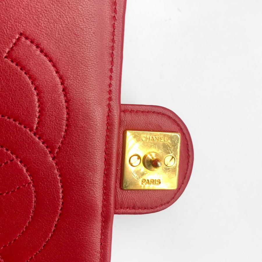 Vintage Chanel Red Quilted Lambskin Leather Flap Shoulder Bag