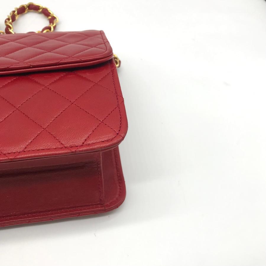 Vintage Chanel Red Quilted Lambskin Leather Flap Shoulder Bag