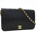 Vintage Chanel Lambskin Matrasse Shoulder Bag Black