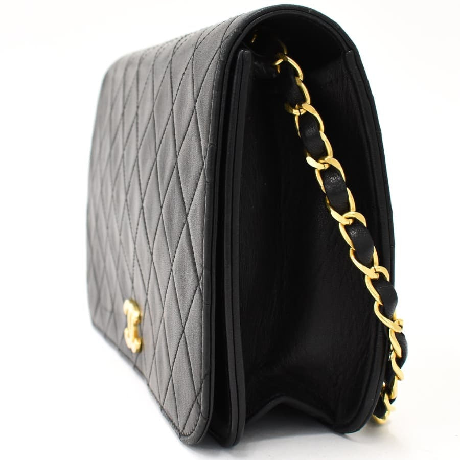 Vintage Chanel Lambskin Matrasse Shoulder Bag Black