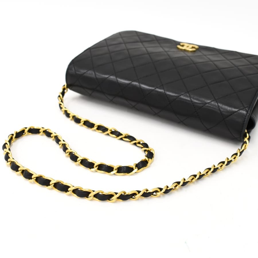 Vintage Chanel Lambskin Matrasse Shoulder Bag Black