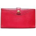 CHRISTIAN DIOR Vintage red genuine leather wallet with gold tone CD charm