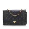 Chanel Diana Bag Classic Single Flap Bag Lambskin Leather Black Vintage Medium