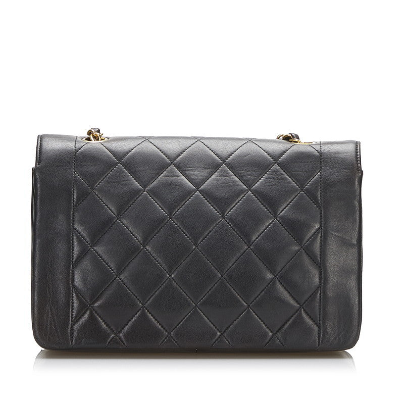 Chanel Diana Bag Classic Single Flap Bag Lambskin Leather Black Vintage Medium