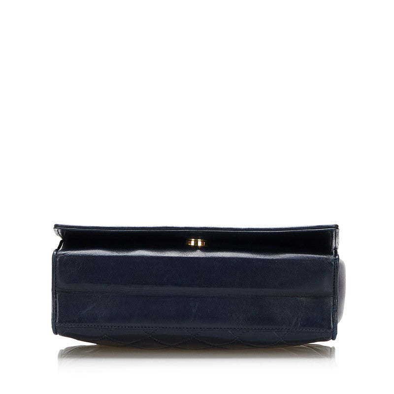 Chanel Shoulder Bag Flap Navy Lambskin Leather Matrasse Vintage