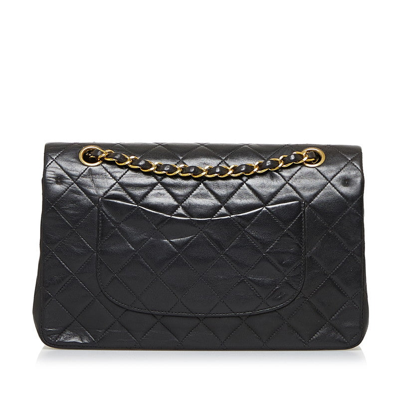 Chanel Classic Double Flap Shoulder Bag Medium Black Lambskin Vintage