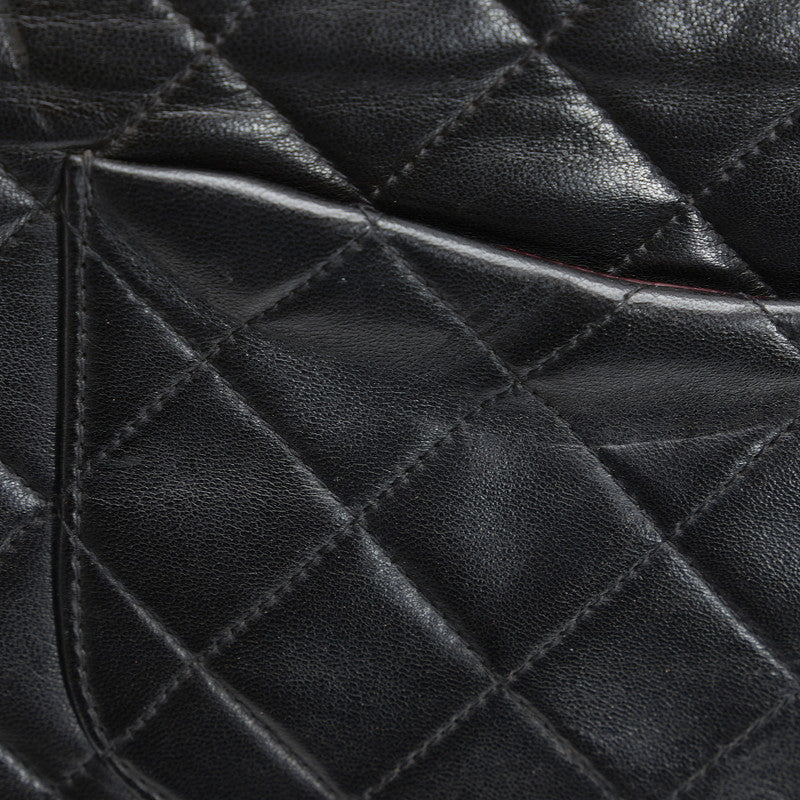 Chanel Classic Double Flap Shoulder Bag Medium Black Lambskin Vintage