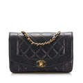 Chanel Diana Bag Small Classic Single Flap Bag Lambskin Leather Black Vintage