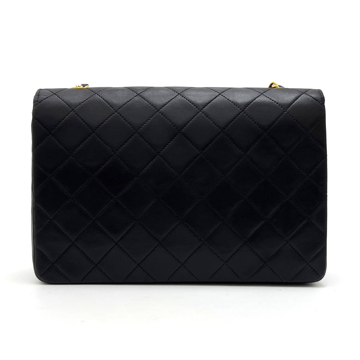 Chanel Shoulder Bag Flap Black Lambskin Leather Matrasse Vintage