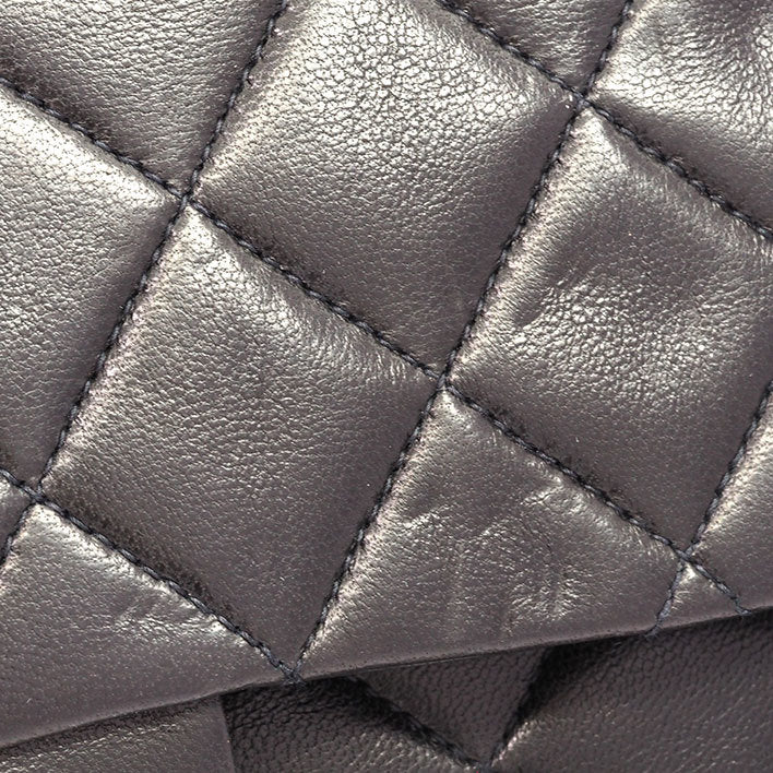 Chanel Classic Double Flap 25 Shoulder Bag Medium Black Quilted Lambskin Vintage