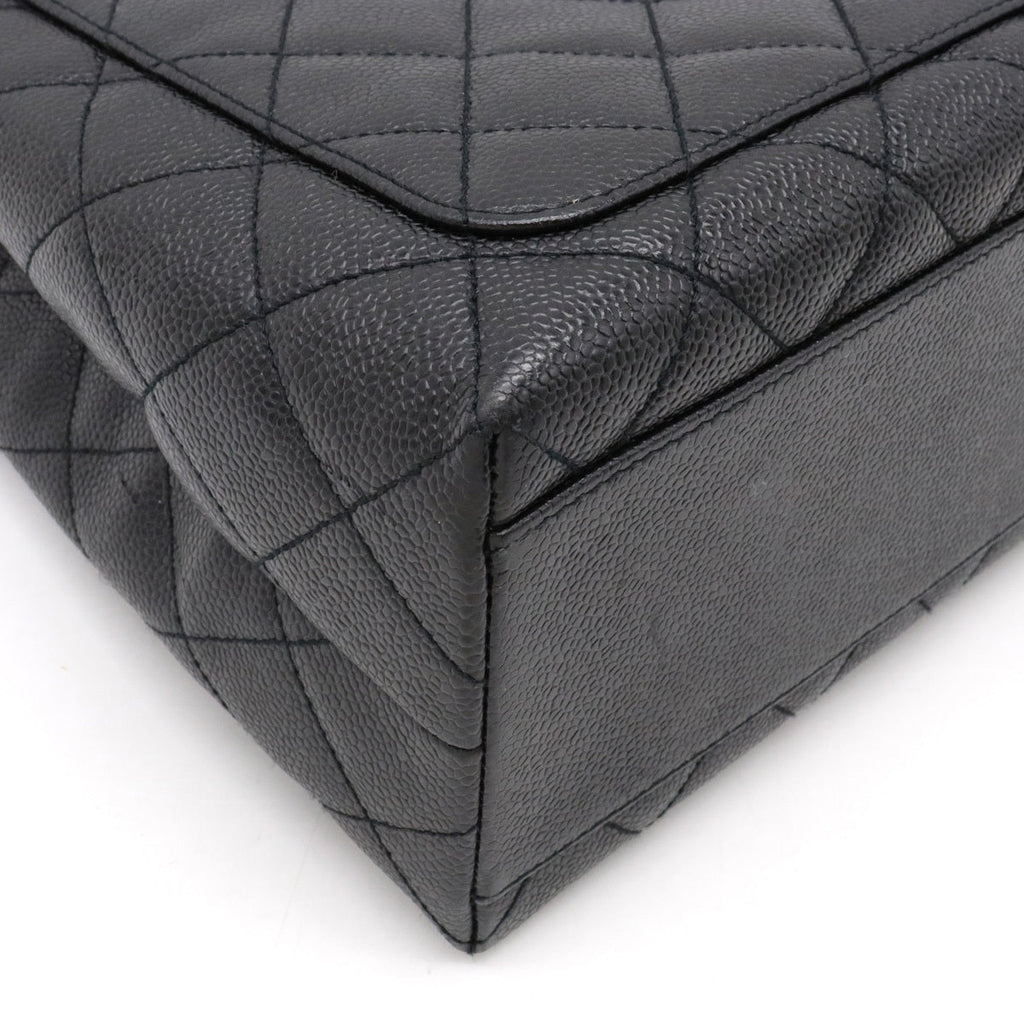 Chanel Kelly Handbag Black CC Caviar Leather