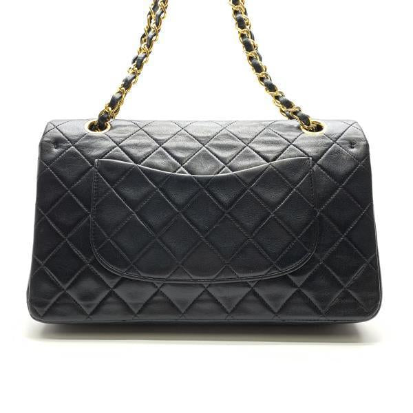 Chanel Classic Double Flap Shoulder Bag Medium Black Lambskin Vintage