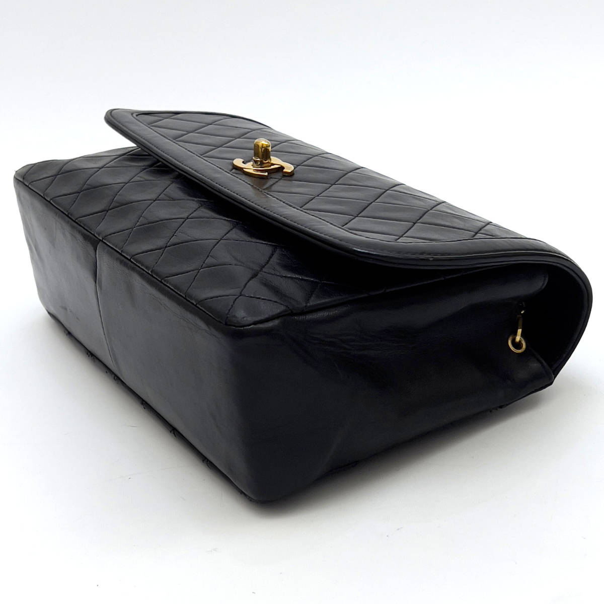 Chanel Shoulder Bag Single Flap Black Lambskin Leather Matrasse Vintage First Series