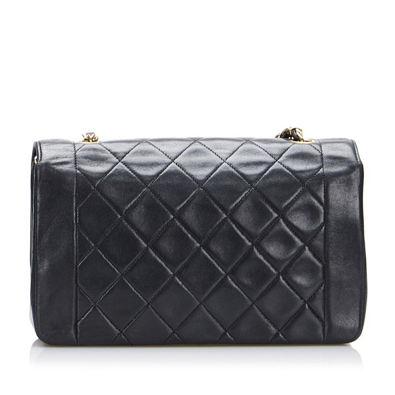 Chanel Diana Bag Classic Single Flap Bag Lambskin Leather Black Vintage Medium