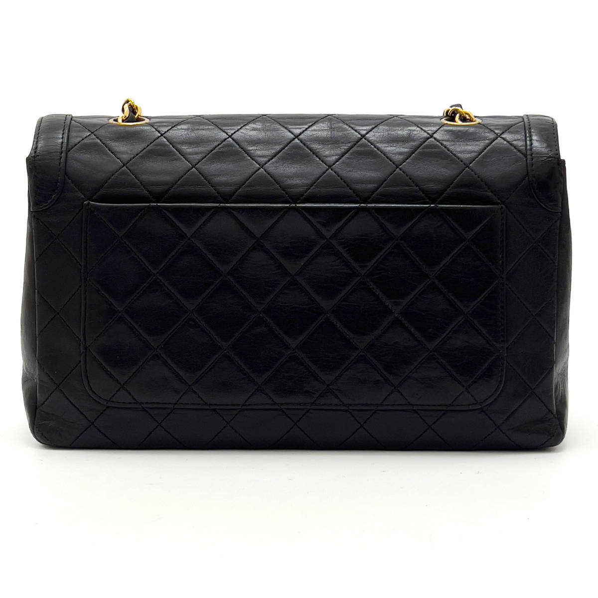 Chanel Shoulder Bag Single Flap Black Lambskin Leather Matrasse Vintage First Series