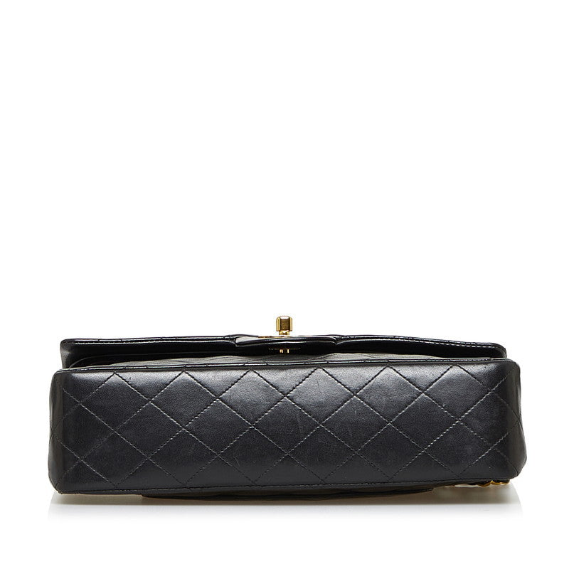 Chanel Classic Double Flap Shoulder Bag Medium Black Lambskin Vintage