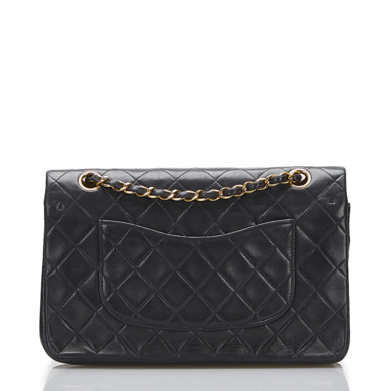 Chanel Classic Double Flap Shoulder Bag Medium Black Lambskin Vintage