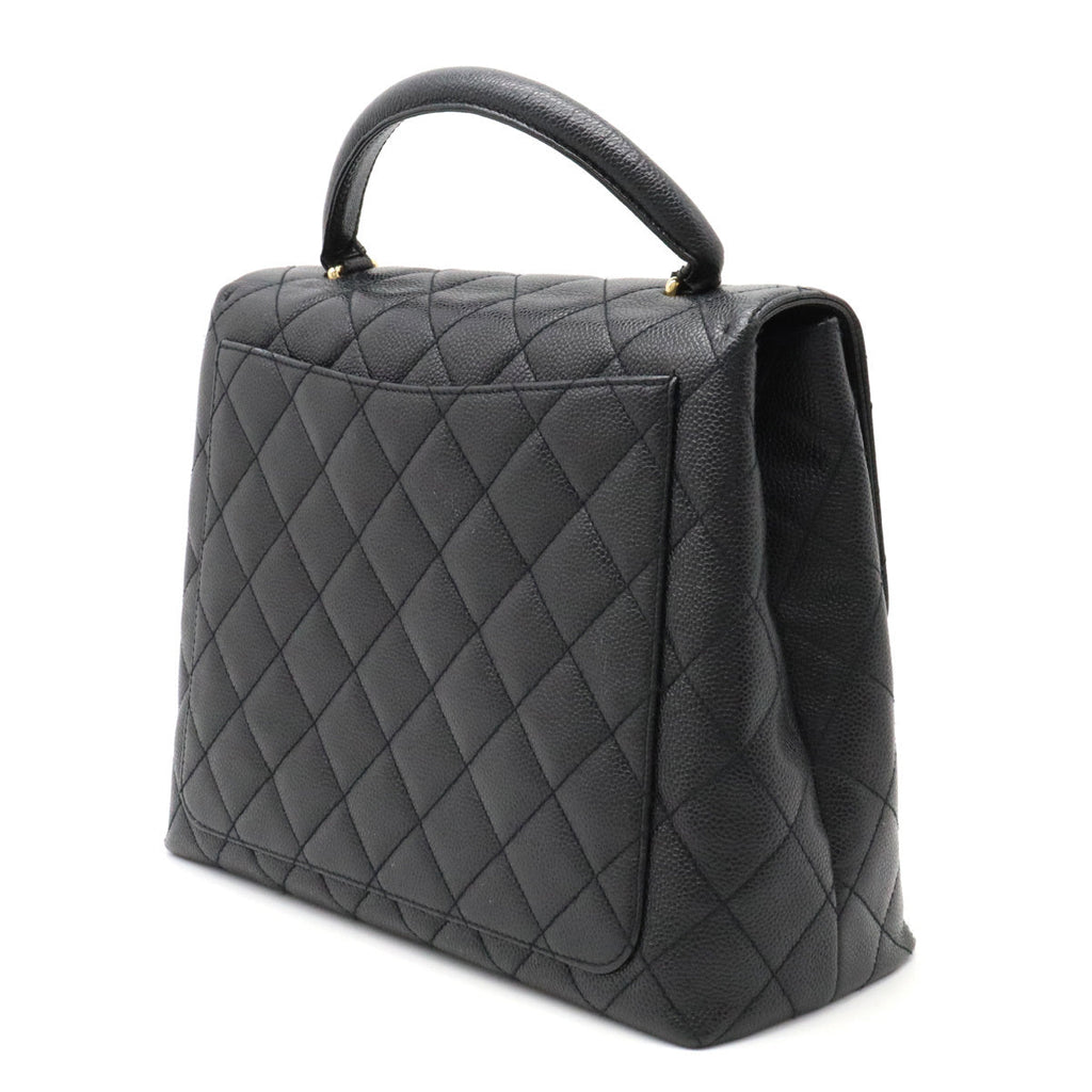 Chanel Kelly Handbag Black CC Caviar Leather