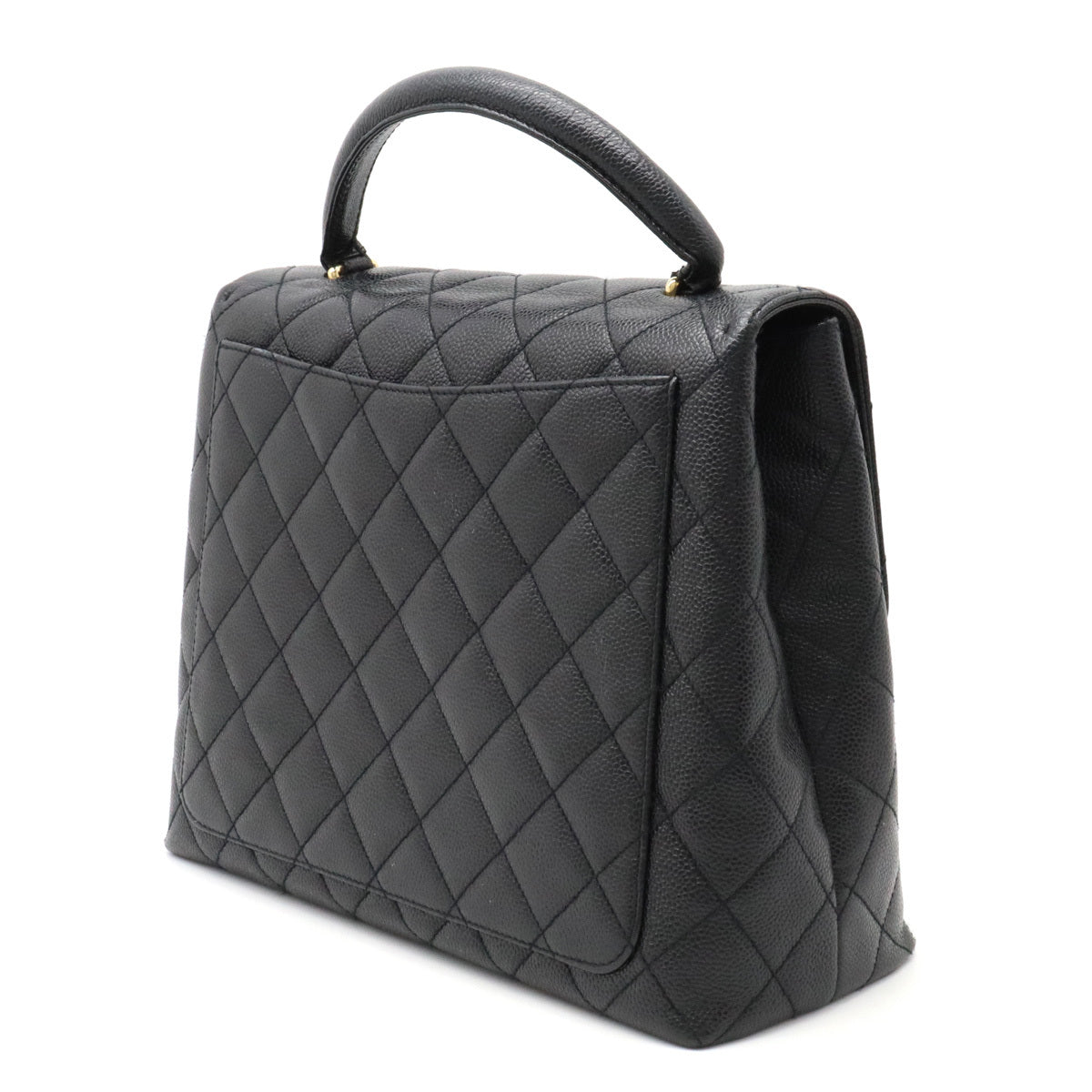 Chanel Kelly Handbag Black CC Caviar Leather