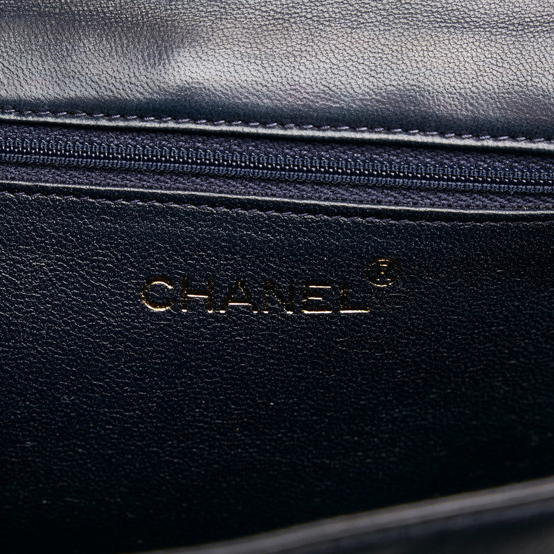 Chanel Shoulder Bag Flap Navy Lambskin Leather Matrasse Vintage