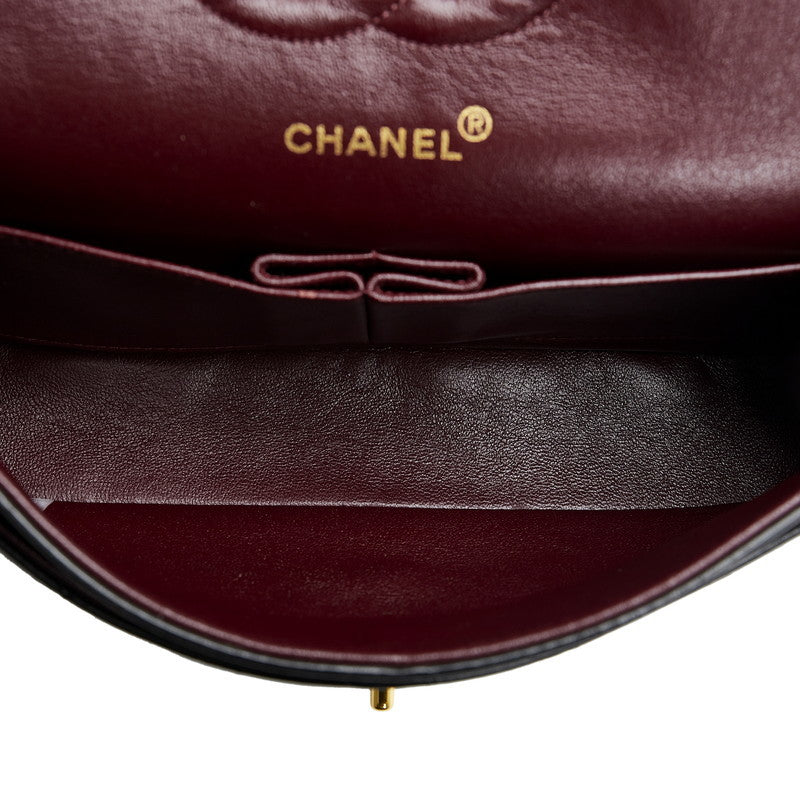 Chanel Classic Double Flap Shoulder Bag Medium Black Lambskin Vintage