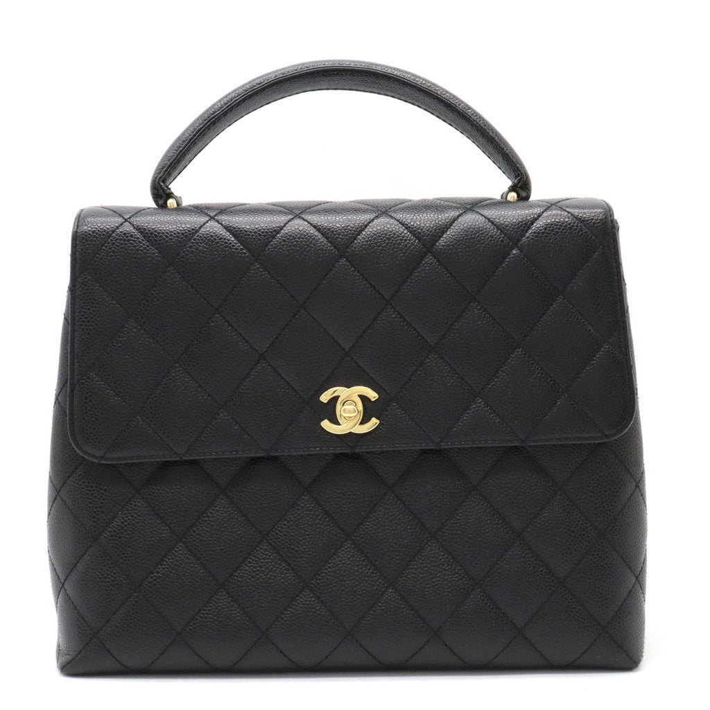 Chanel Kelly Handbag Black CC Caviar Leather