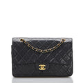 Chanel Classic Double Flap Shoulder Bag Medium Black Lambskin Vintage