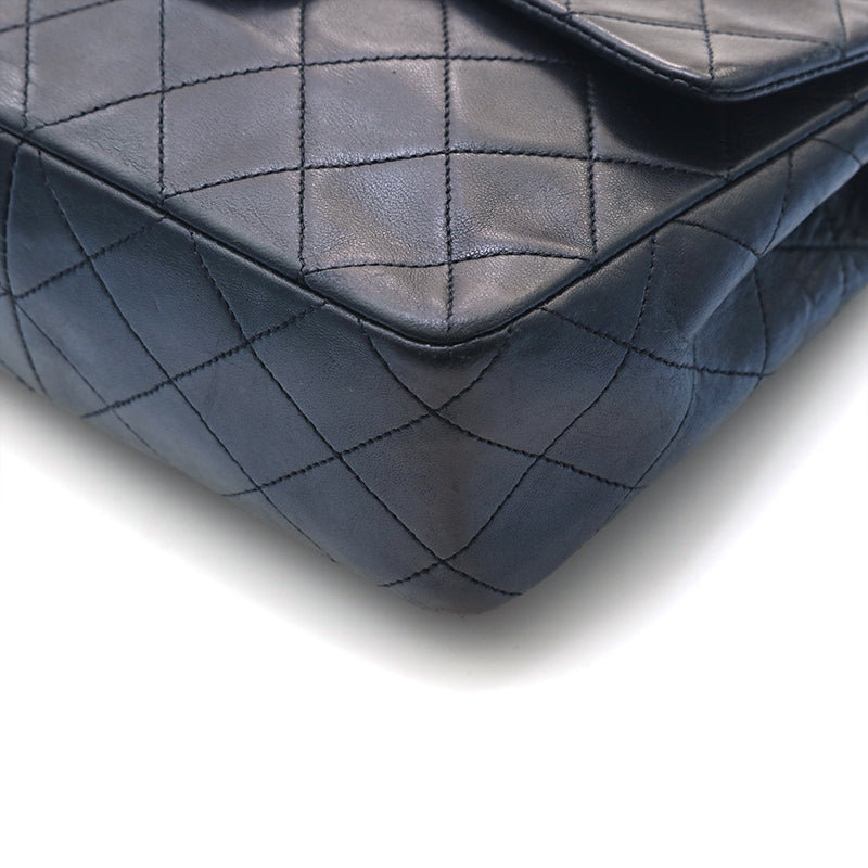 Chanel Shoulder Bag Flap Black Lambskin Leather Matrasse Vintage
