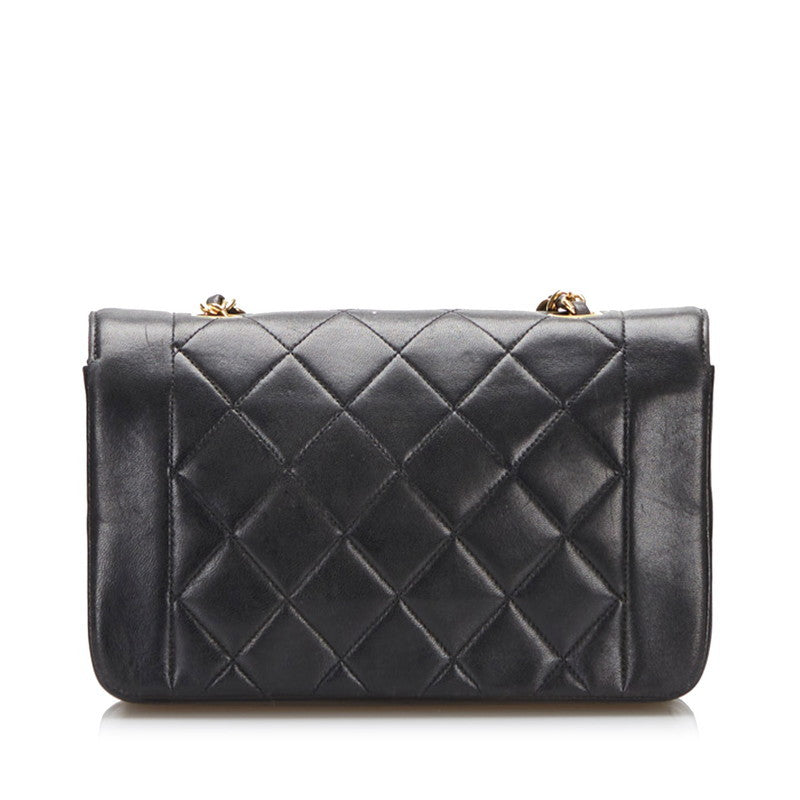 Chanel Diana Bag Small Classic Single Flap Bag Lambskin Leather Black Vintage