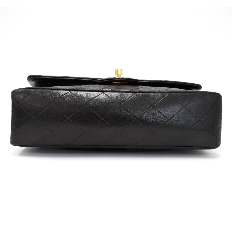 Chanel Classic Double Flap Shoulder Bag Medium Black Lambskin Vintage