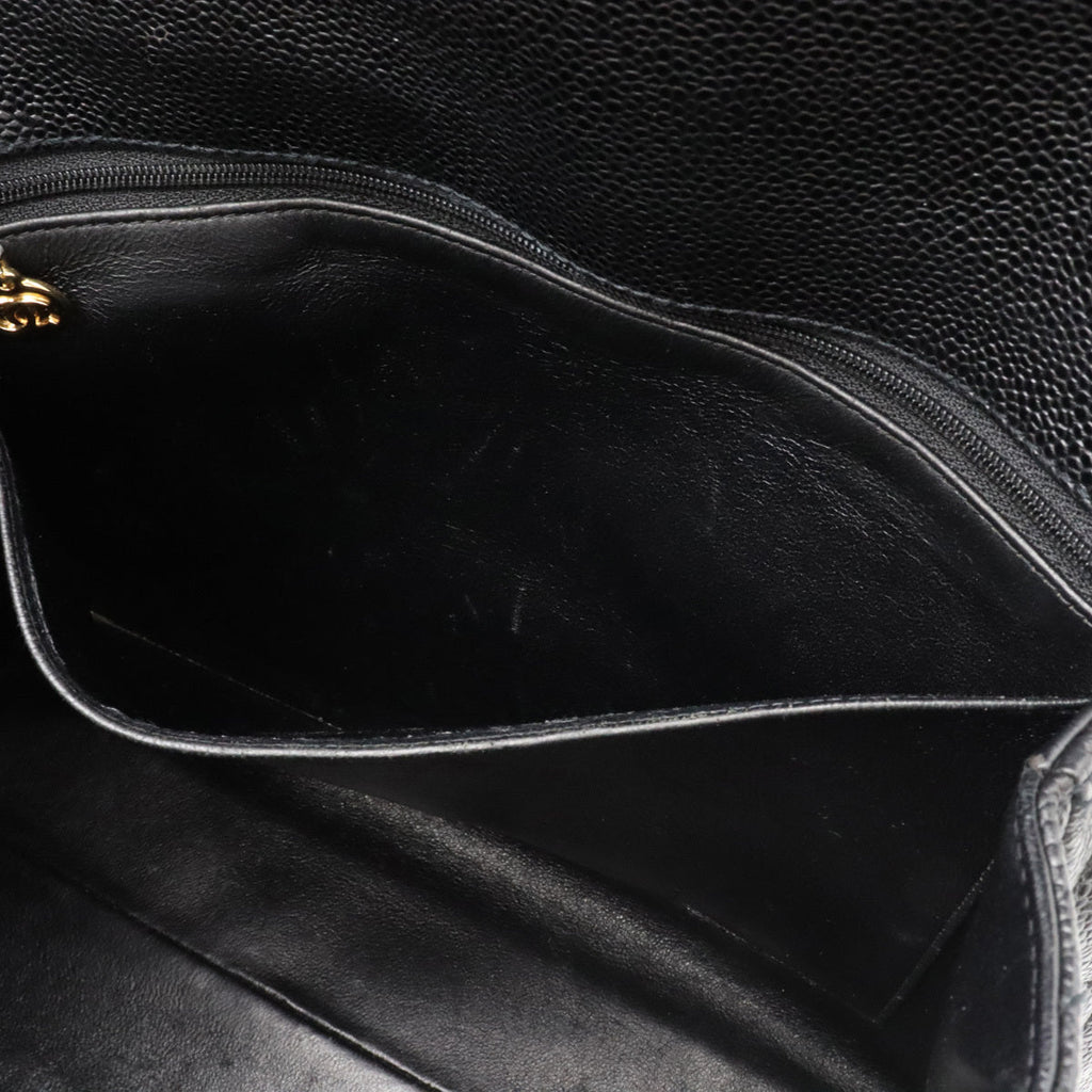 Chanel Kelly Handbag Black CC Caviar Leather