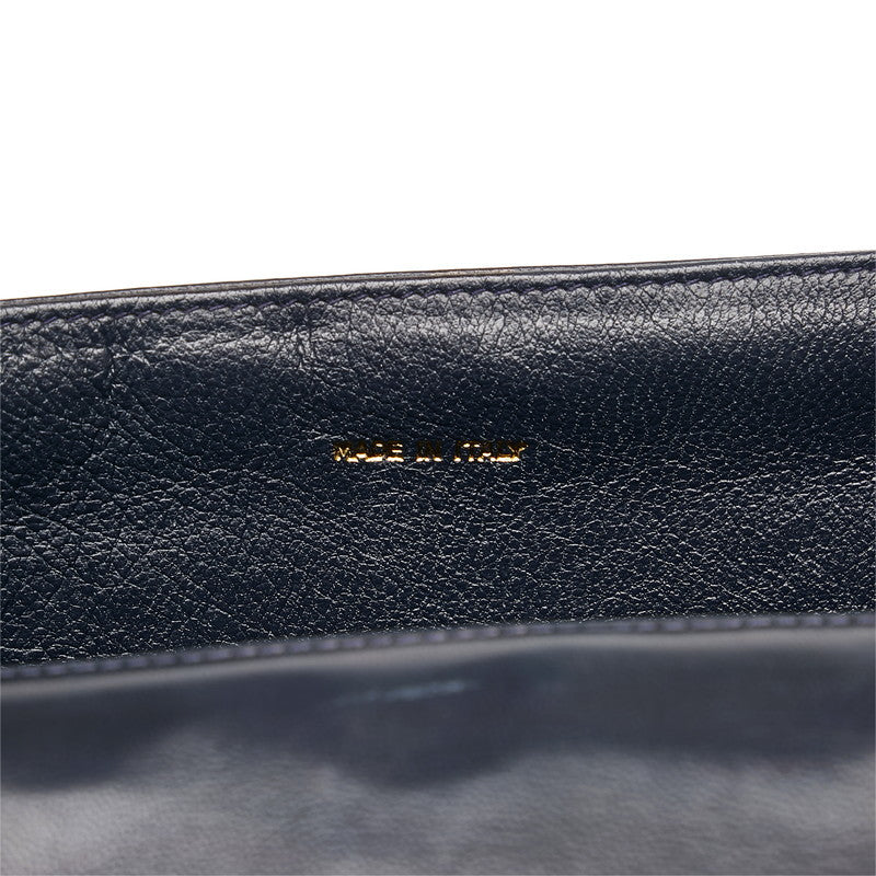Chanel Shoulder Bag Flap Navy Lambskin Leather Matrasse Vintage