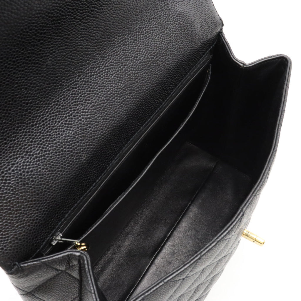Chanel Kelly Handbag Black CC Caviar Leather