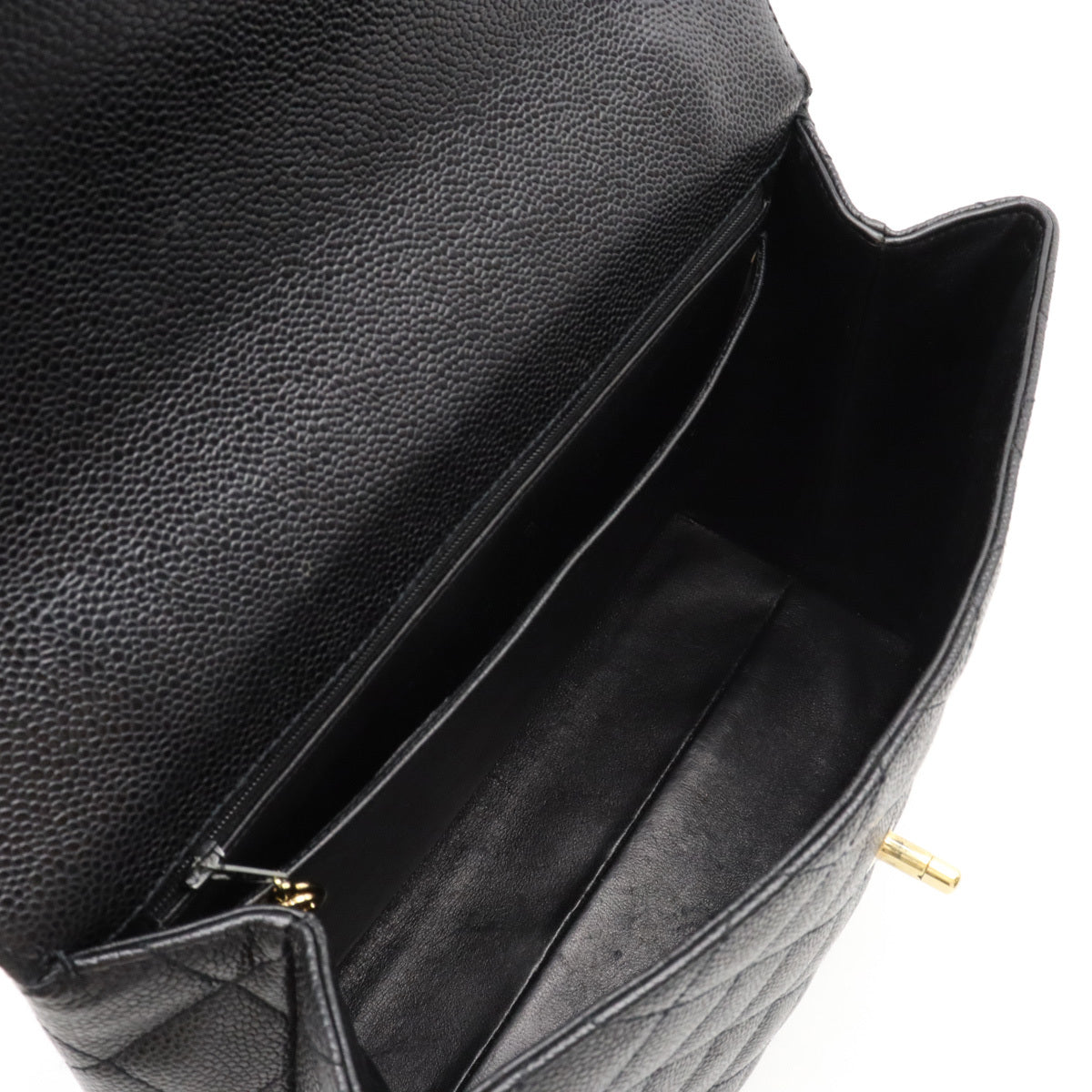 Chanel Kelly Handbag Black CC Caviar Leather