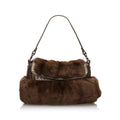 Pre-Loved Fendi Brown Dark Fur Natural Material Chef Shoulder Bag Italy