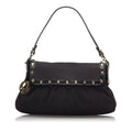 Pre-Loved Fendi Black Canvas Fabric Studded Chef Shoulder Bag Italy