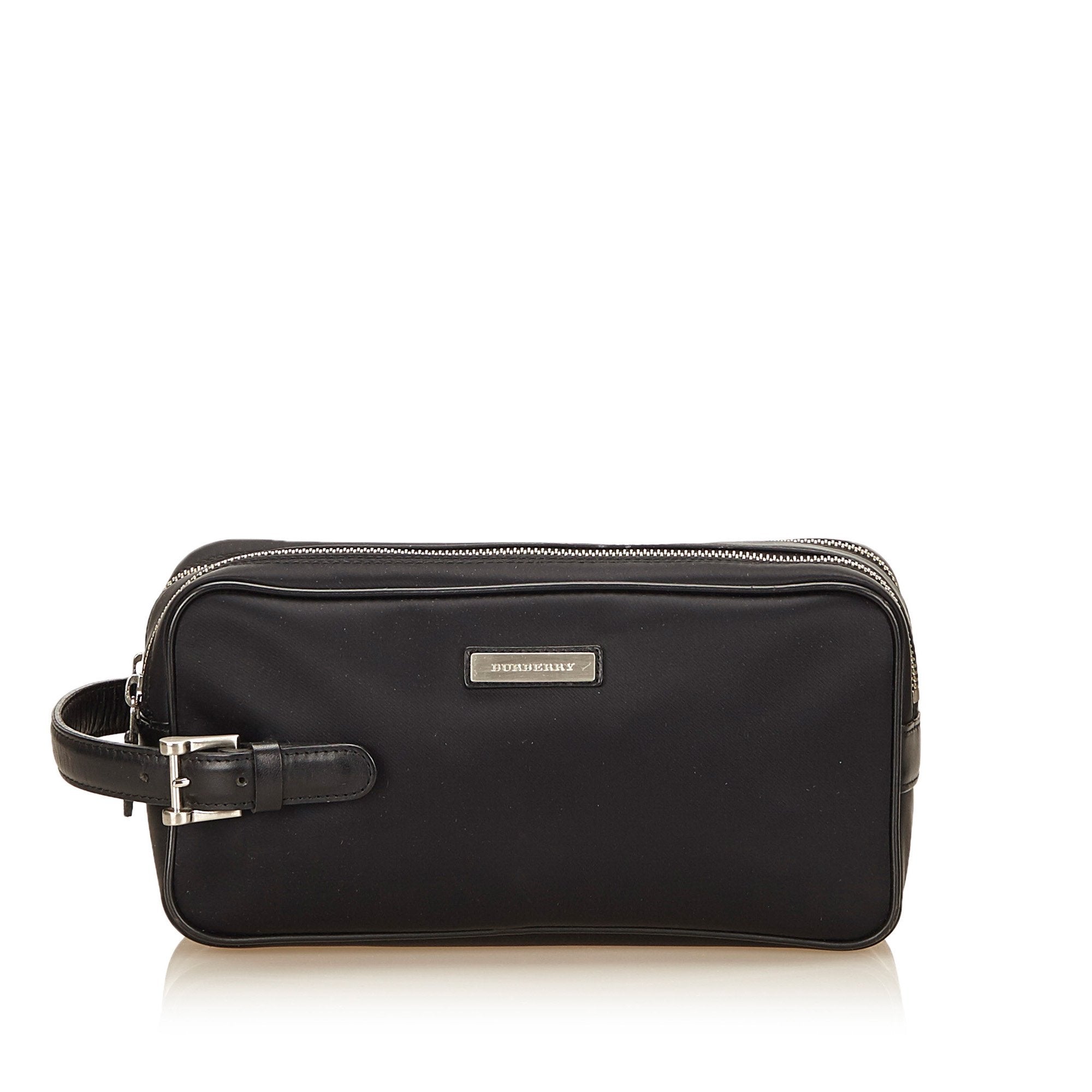 Pre-Loved Burberry Black Nylon Fabric Clutch Bag Japan