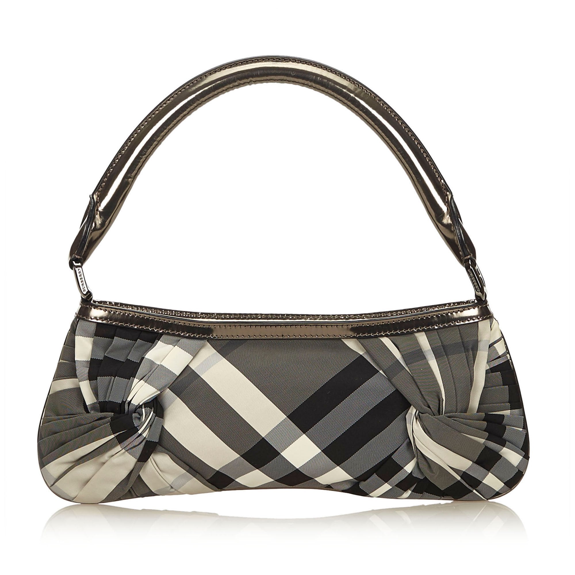 Pre-Loved Burberry Black Nylon Fabric Plaid Baguette United Kingdom